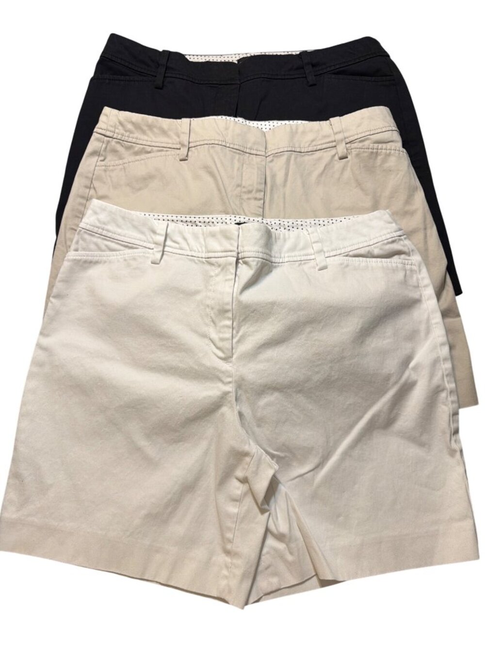 3 Pair Talbots Perfect Short 7" Shorts Black Khaki White Chino Size 12